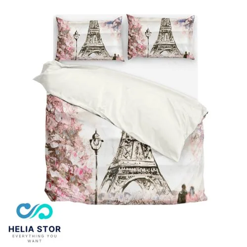 ست لحاف تک نفره 4 تکه سه بعدی king size-طرح ROMANTIC PARIS