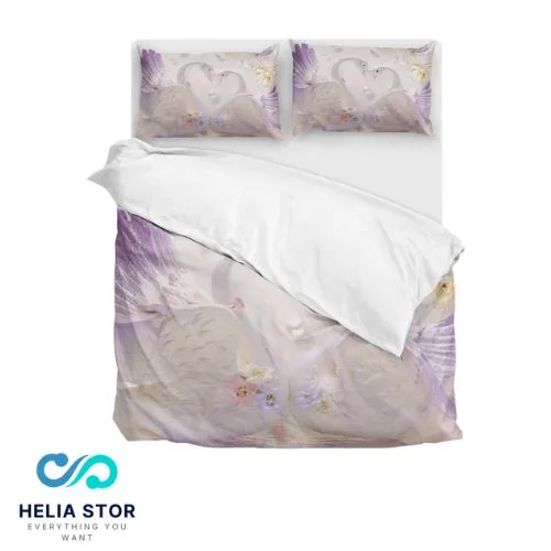 ست لحاف دو نفره 6 تکه سه بعدی king size -طرح cristaillne swans