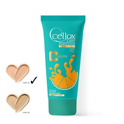 کرم ضدآفتاب رنگی SPF 50 فاقد چربی و حاوی ویتامین C هلویی کد 01 سلوکس