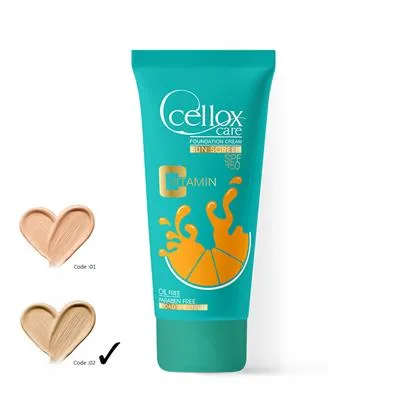 کرم ضدآفتاب رنگی SPF 50 فاقد چربی و حاوی ویتامین C بژ کد 02 سلوکس